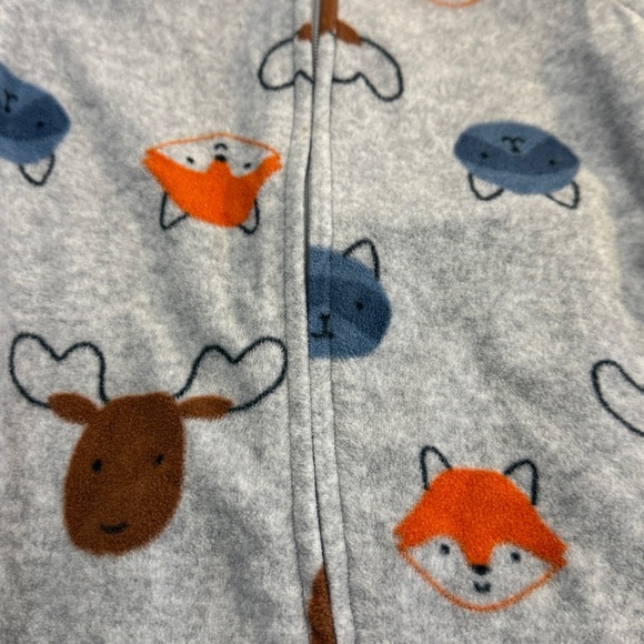 Carter's Child of Mine - 6-9M - Grey Fox Print Fleece Onesie Sleeper - Picture 2 of 4